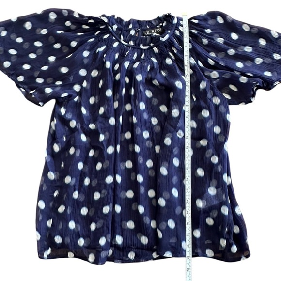 NEW J. CREW Crinkle chiffon smocked top in ombré‎ dot navy & white size small - Picture 10 of 10